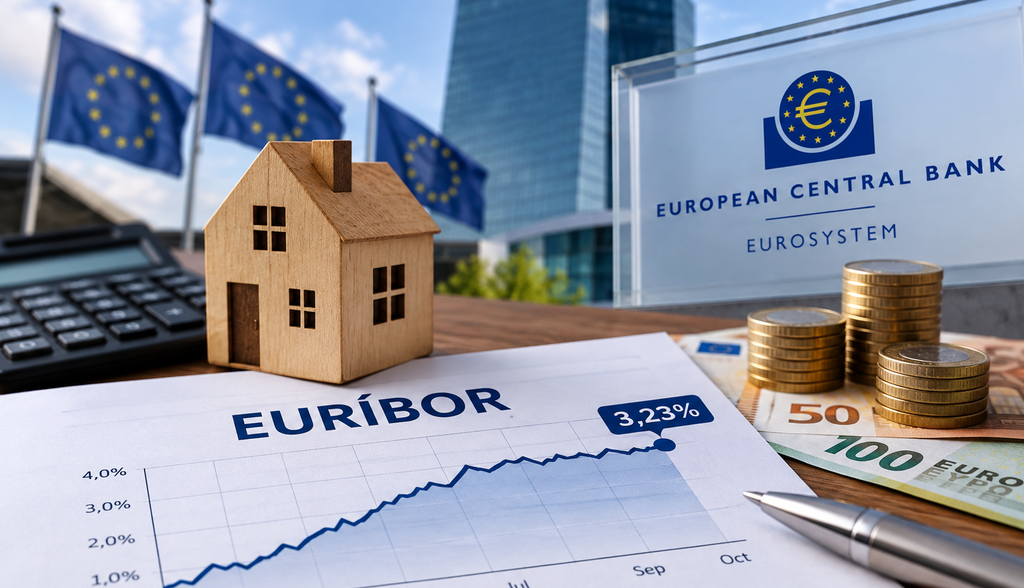 El euríbor detiene su ascenso en octubre: cierra el mes en el 3,23% pendiente de las próximas decisiones del BCE