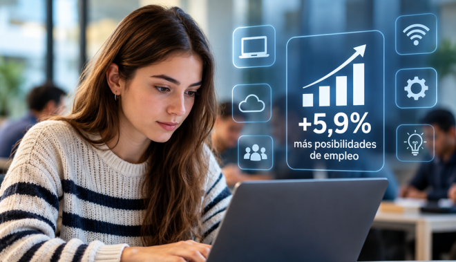 Un 5,9 % más de posibilidades de empleo por cada punto de competencia digital