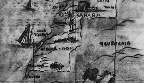 Mapa del Sahara Occidental, dibujado en 1940 por Tomás Ázcarate Ristori