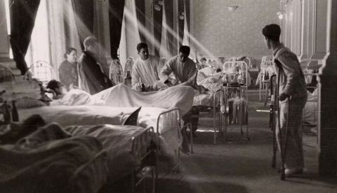 Heridos en el Hospital Militar de Madrid donde están atendiendo a enfermos y heridos durante la Guerra Civil. BNE -Biblioteca Digital Hispánica