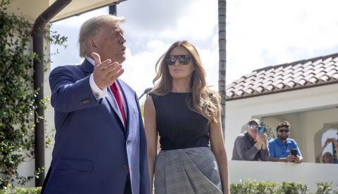 Donald y Melania Trump acuden a votar en las elecciones intermedias de Estados Unidos en su estado de adopción, Florida. EPA-EFE/Cristobal Herrerea-Ulashkevich