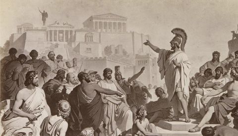 En su discurso fúnebre recogido por Tucídides, Pericles hizo un retrato idealizado de la democracia ateniense. Rijksmuseum / Philipp von Foltz