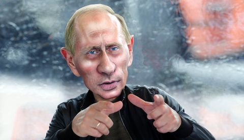 Vladimir Putin en una caricatura de DonkeyHotey vía flickr.