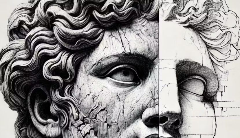 Boceto de El David de Miguel Ángel generado con IA por los autores del artículo. 