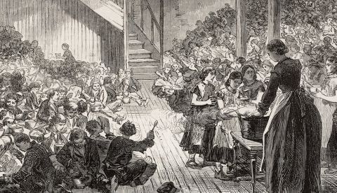 Hora de cenar en Clare-Market Ragged School, Londres, de The Illustrated London News, 25 de diciembre de 1869. / The Guardian