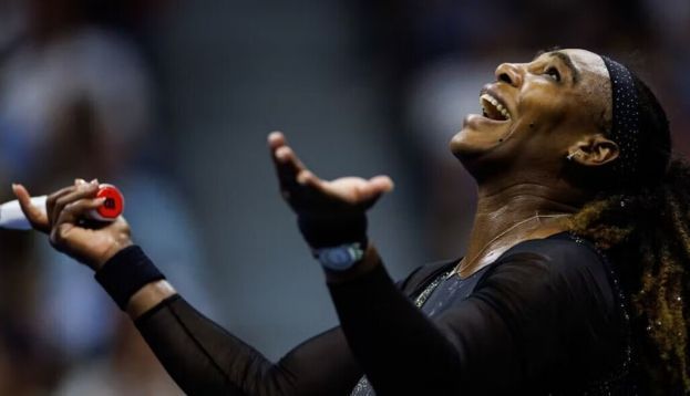 Serena Williams celebrates a win at her final professional tournament, the 2022 US Open. Frey/TPN/Getty Images