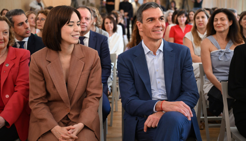 El presidente del Gobierno, Pedro Sánchez, junto a la ministra de Ciencia, Innovación y Universidades, Diana Morant. | Pool Moncloa/Borja Puig de la Bellacasa. Fundación Ortega-Marañón , Madrid - 15.6.2026