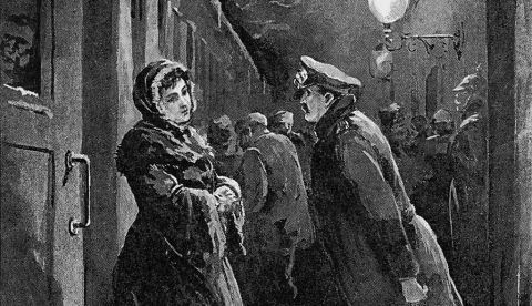 Anna Karenina - Anna Karenina de Lev Nikolayevich Tolstoy. Ilustraciones de Paul Frenzeny. El título dice: 'Vronsky encuentra a Anna en la estación'. LNT Novelista, ensayista, dramaturgo y filósofo ruso: 9 de septiembre de 1828-20 de noviembre de 1910. Apareció por primera vez en la década de 1870 en una revista rusa como una serie.