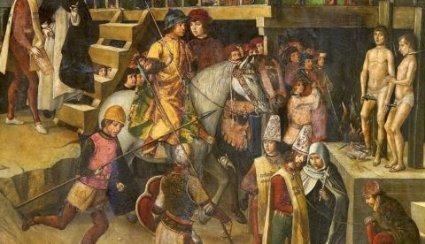 Auto de fe presidido por Santo Domingo de Guzmán (Pedro Berruguete, entre 1493 y 1499). Wikimedia Commons / Museo del Prado