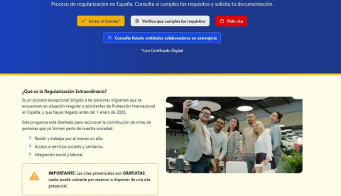 Detalle del portal web habilitado por el Ministerio de Inclusión, Seguridad Social y Migraciones para informar sobr el proceso de regularización extraordinara. / © lamoncloa.gob.es. Ministerio de la Presidencia.