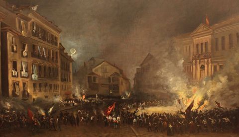 Episodio de la revolución de 1854 en la Puerta del Sol, por Eugenio Lucas Velázquez. / Wikipedia