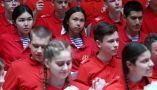 Generation ‘Z’: members of Russia’s Young Army Military Patriotic Movement at a rally in 2021. Mikhail Tereshchenko/TASS/Alamy Live News