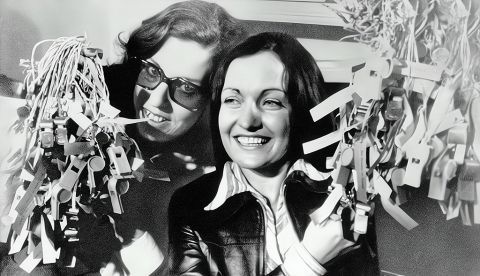 Mairead Corrigan (i) y Betty Williams, fundadoras del Movimiento Pacifista conocido como "Community of peace people"