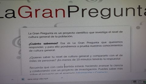 Captura de pantalla del "juego" (un proyecto de investigación bautizado como "La Gran Pregunta) que han puesto en marcha varias universidades españolas para trazar un mapa de la cultura general en España. Foto: EFE