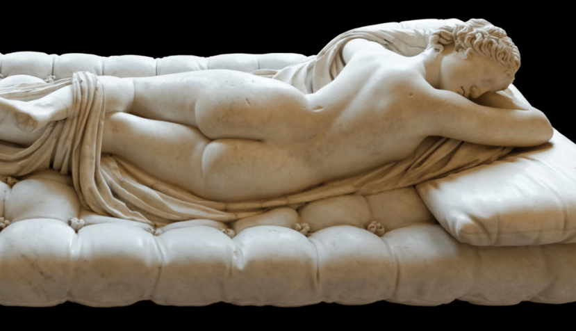 Estatua del Hermafrodito durmiente, copia romana del siglo II a. e. c. de un original helenístico del siglo II a. e. c.. Se puede ver en el Louvre. Pierre-Yves Beaudouin/Wikipedia