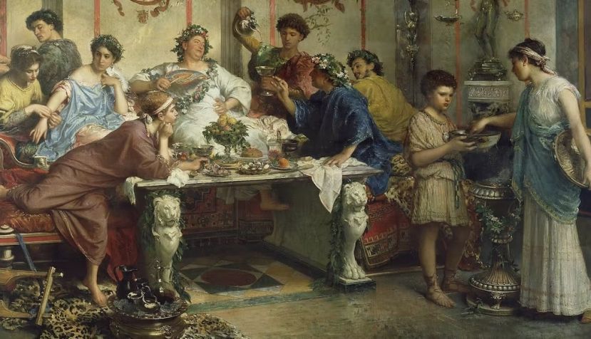 Un banquete romano, de Roberto Bompiani. Getty Museum