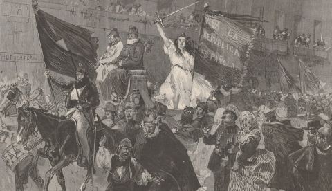 Proclamación de la República en las calles de Madrid la noche del 11 de febrero, dibujo de Vierge en Le Monde Illustré. / Wikipedia