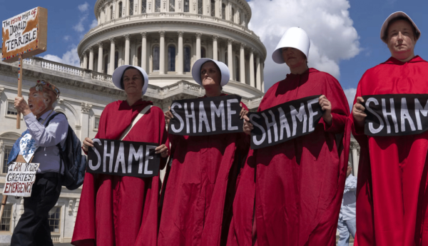 Abortion rights protesters march against Trump’s deployment of federal troops to Washington, D.C., on Sept. 2, 2025. Jose Luis Magana/AP