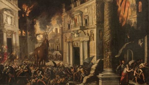 Una visión de la guerra de Troya en el siglo XVII.