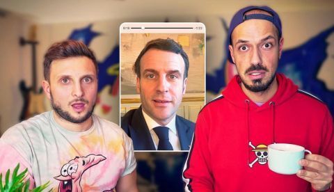 Un simpático Macron desafiando a los youtubers