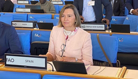 La secretaria general de Pesca, Isabel Artime, durante las jornadas de la FAO. 