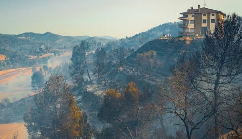 Paisaje en Manresa (Cataluña, España) tras un incendio en julio de 2022. Davide bonaldo / Shutterstock