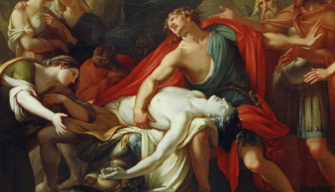 Achilles Lamenting the Death of Patroclus by Gavin Hamilton (1760-1763). National Galleries of Scotland Collection