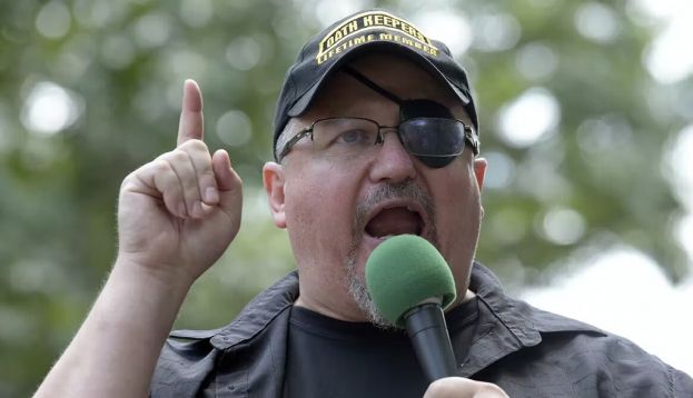 Stewart Rhodes faces up to 20 years behind bars if convicted of seditious conspiracy. AP Photo/Susan Walsh