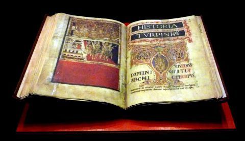 Manuscrito del siglo XII del ‘Códice Calixtino’ conservado en el Archivo de la catedral de Santiago de Compostela. M. Martín Vicente / Wikimedia Commons, CC BY