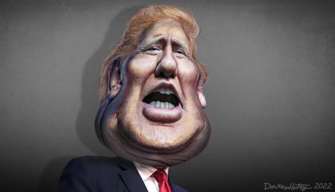 Donald Trump en una caricatura de DonkeyHotey vía flickr.