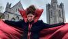 A participant of the ‘Stokerland’ event in Dublin, in front of St Patrick’s Cathedral, goes the extra mile, with an ornate costume and even stilts. Luisa Golz, Author provided
