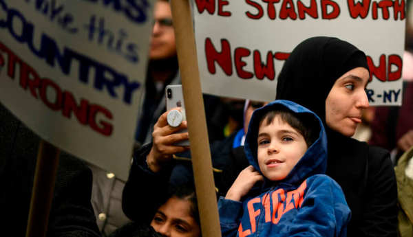 Demonstrators in New York City take part in a protest against growing Islamophobia in March 2019. Johannes Eisele/AFP via Getty Image
