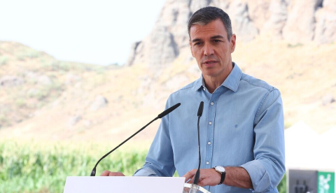El presidente del Gobierno, Pedro Sánchez, presenta el Plan Estatal de Fertilizantes para 2027. | Pool Moncloa/Fernando Calvo. San Martín de la Vega , Madrid - 6.7.2026