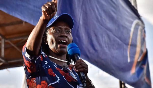 Martha Karua addresses a rally. She is Raila Odinga’s running mate in Kenya’s August 2022 elections. Suleiman Mbatiah/ AFP via Getty Images