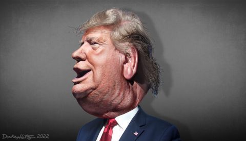 Donald Trump en una caricatura de DonkeyHotey vía flikr.