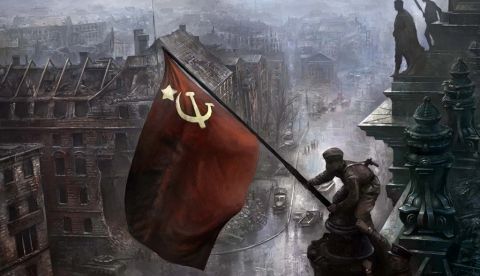 La primera bandera roja sobre el Reichstag