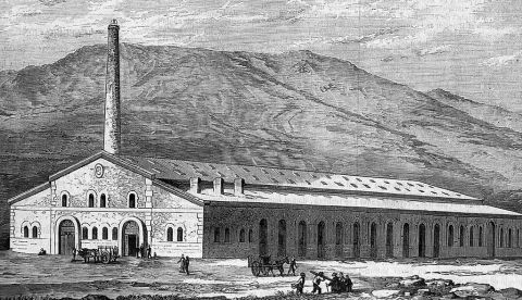 La azucarera refinadora, fábrica construida en El Escorial por la sociedad de este nombre, en la revista española El Museo Universal. / Wikipedia.