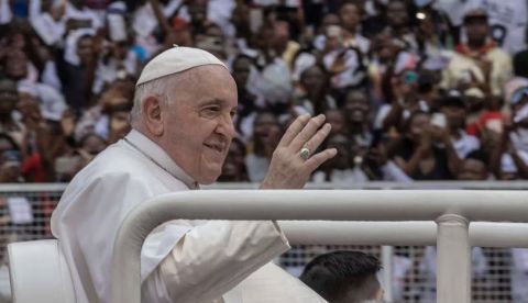 El Papa Francisco en el Estadio de los Mártires de Kinshasa, República Democrática del Congo, en febrero de 2023. Guerchom Ndebo / AFP via Getty Images