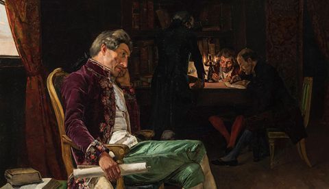 Zamacola dictando a sus escribientes, 1881 Óleo sobre tela. 142 x 110,5 cm, Mamerto Segui. / © Museo de Bellas Artes de Bilbao.