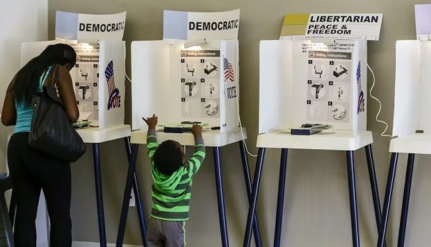 All adult citizens who have not been convicted of a crime have the right to vote in federal and state elections. Irfan Khan/Los Angeles Times via Getty Images