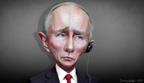 Vladimir Putin en una caricatura de DonkeyHotey vía flickr.