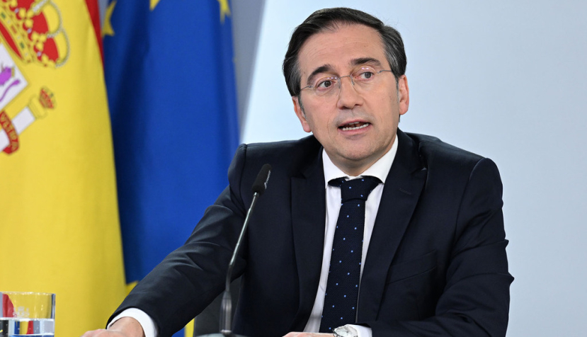 El ministro de Asuntos Exteriores, Unión Europea y Cooperación, José Manuel Albares, durante la rueda de prensa posterior al Consejo de Ministros. | Pool Moncloa / Borja Puig de la Bellacasa. La Moncloa, Madrid - 24.3.2026