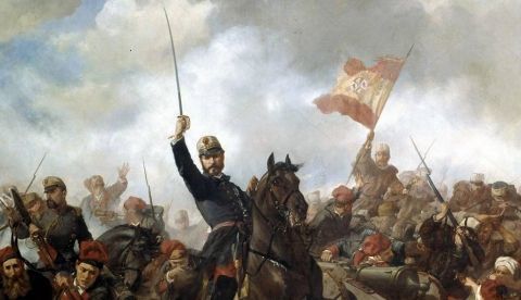 El general Prim en la guerra de África, obra de Francisco Sans Cabot. / Wikipedia