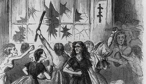 Motín contra la carestía del pan en Richmond, EUA, 1863. Grabado de la época. / Wikipedia.