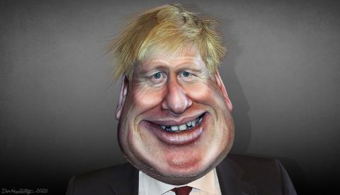 Boris Johnson en una caricatura de DonkeyHotey vía flickr.