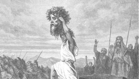  David mata a Goliat, grabado de Gustave Doré de 1886. Wikimedia Commons