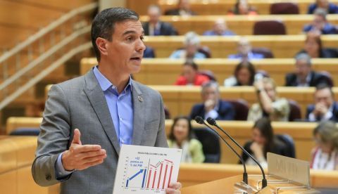 Intervención inicial del presidente del Gobierno, Pedro Sánchez. / La Moncloa.