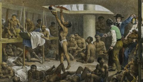 Navio negreo (Johann Moritz Rugendas, 1830). Wikimedia Commons / Museo Itaú Cultural., Brasil.