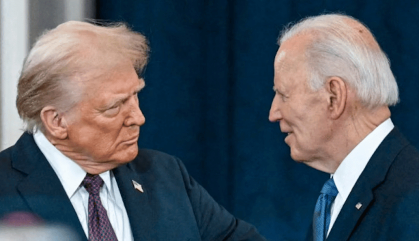 En matière de politique étrangère, le président actuel et son prédécesseur (ici pendant l’investiture de Donald Trump, le 20 janvier 2025) ont globalement les mêmes priorités. Les différences résident dans le style et, surtout, dans les valeurs et dans la définition de ce que sont les alliés des États-Unis. Kenny Holston-Pool/Getty Images/AFP