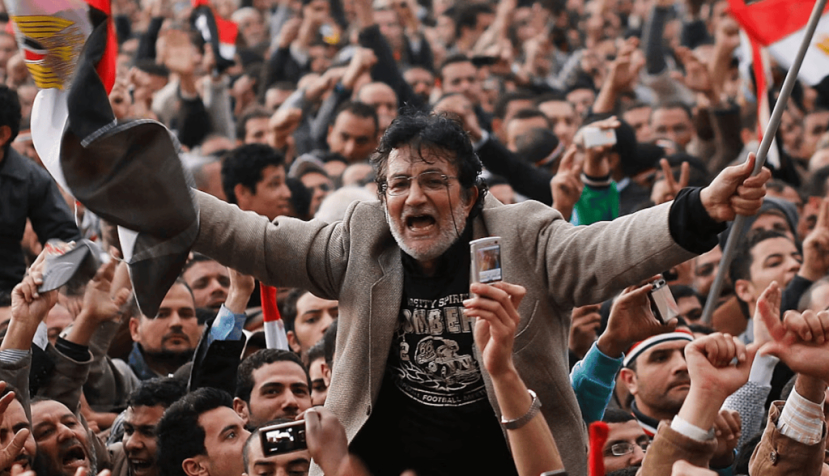 The crowd in Tahrir Square in Cairo just before a speech by Egyptian President Hosni Mubarak on Feb. 10, 2011. Photo by Chris Hondros/Getty News Images